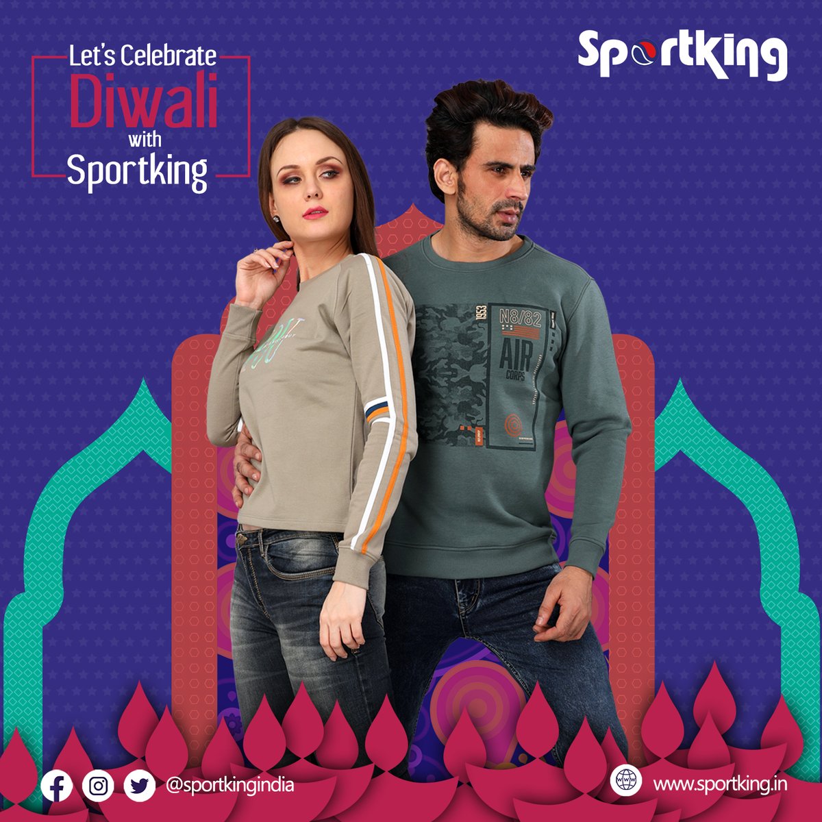 Sportkingindia's tweet photo. Let's Celebrate Diwali With Sportking🎇
Grab Amazing Deals on Fresh Winter Collection
Cash Back up to ₹250 on Prepaid Orders.
#sportkingindia #diwalisale #sweatshirt #wintercollection https://t.co/RRLMT9Y0jn