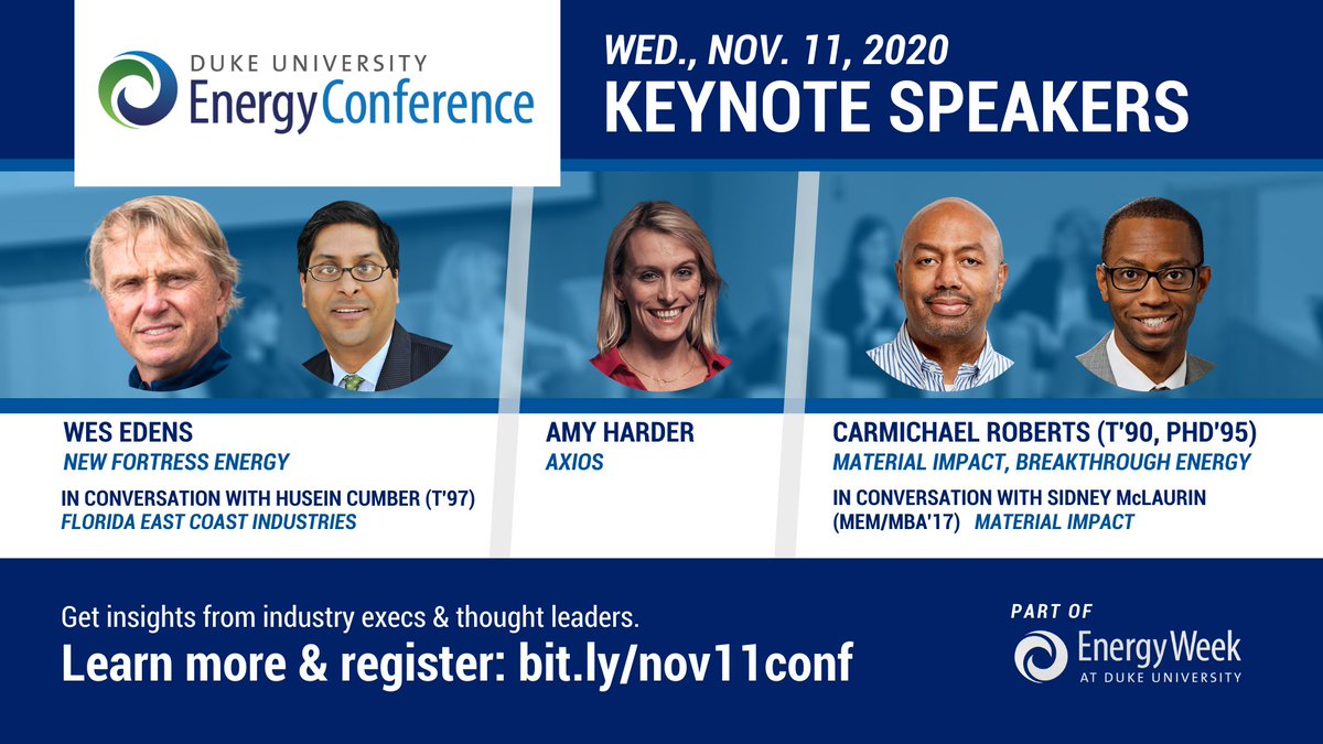 tricleantech's tweet photo. Today kicks off with the @DukeU Energy Conference at 9:30am! Don't miss your chance to attend the FREE virtual event ft keynote presentations, panel discussions, quick talks, & networking opps: https://t.co/HT5LAqLMe1 #EnergyWeekatDuke https://t.co/mpjH80T2TU