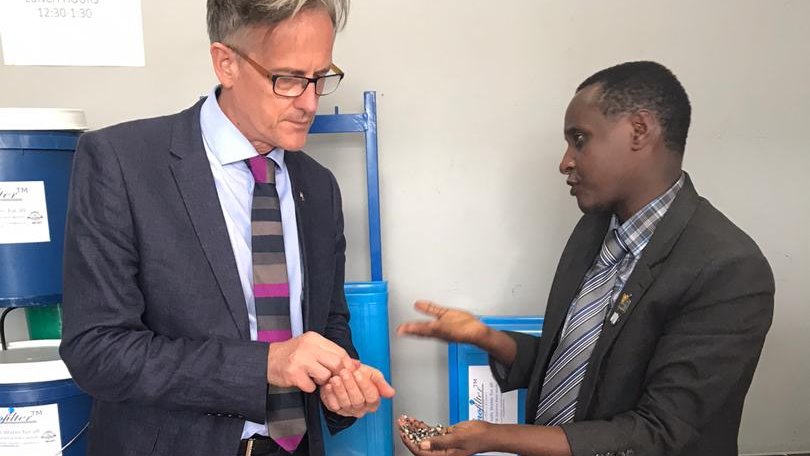 Balozi <a href="/DConcar/">David Concar</a> met with award-winning 🇹🇿 scientist Dr <a href="/AskwarHilonga/">Askwar Hilonga</a> in #Arusha. His Nanofilter technology has brought low-cost, clean water to 250k people with #UKaid support, and is now rolling out in 🇰🇪🇿🇲 and across 🇹🇿. <a href="/GongaliModel/">Gongali Model</a> <a href="/NM_AIST/">nmaist _official</a>