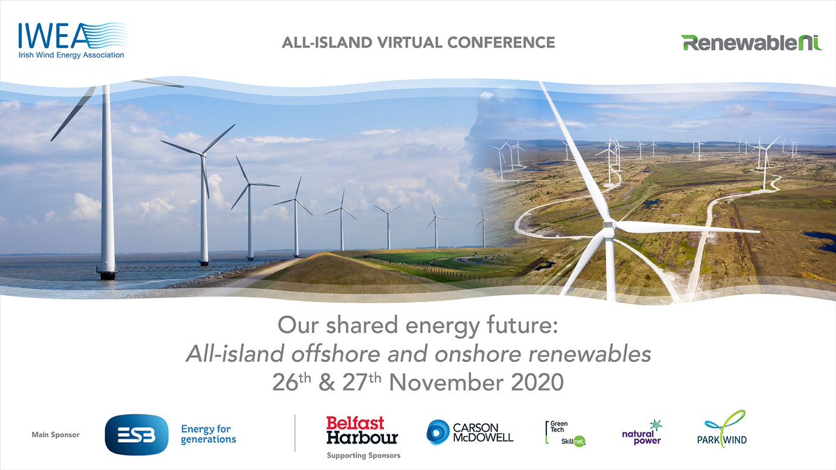 Have you seen our agenda for #AllIslandREConf? See here: buff.ly/2I2Vssy

@IWEA &amp; @NIRIGrenewables have joined forces to bring you this all-island virtual event focusing on our shared energy future in offshore and on-shore renewables. Main sponsor <a href="/ESBGroup/">ESB Group</a>