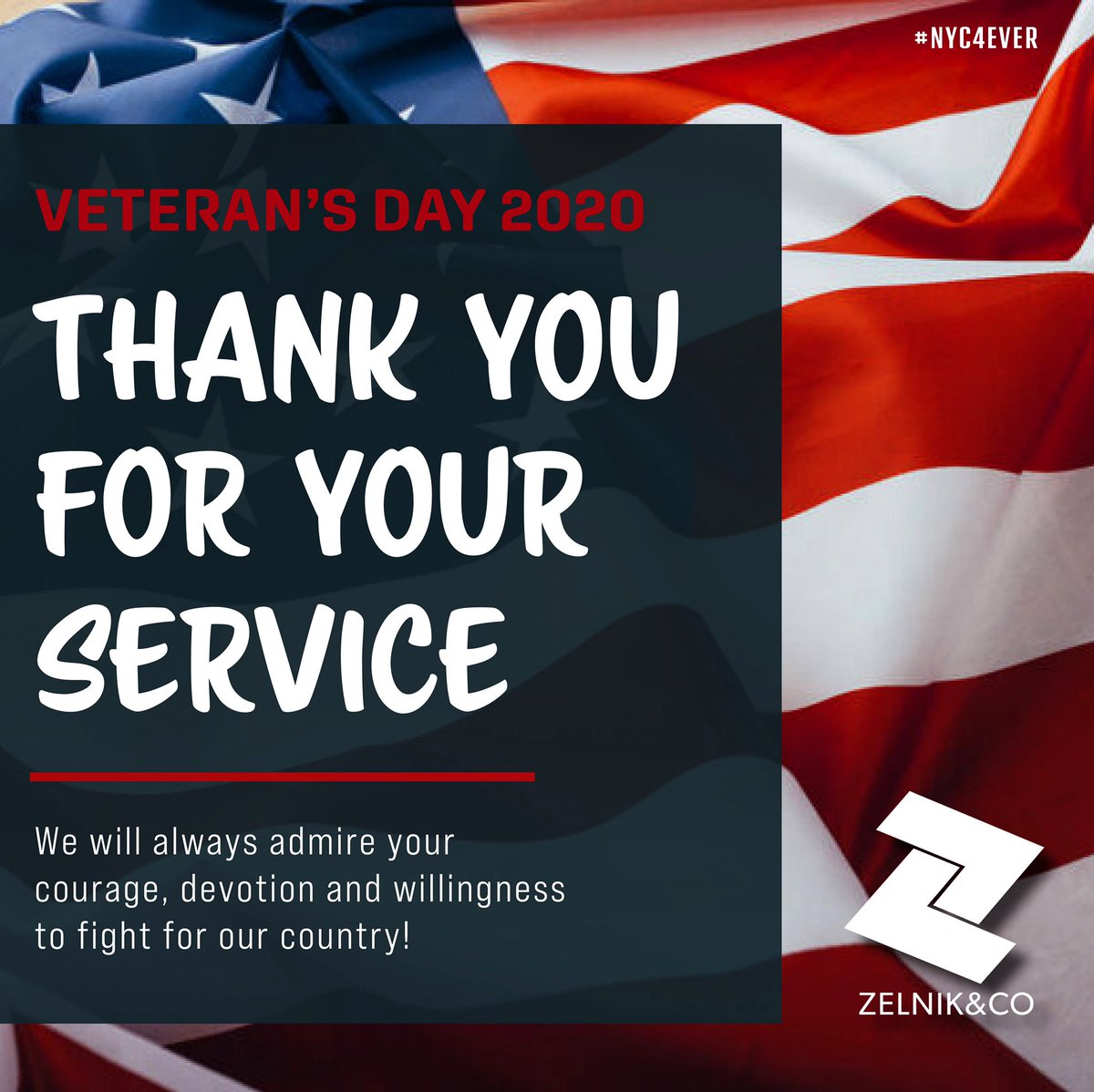 Zelnikco's tweet photo. Thank you for your service ๐บ๐ธ
#veteransday #nyc4ever #veterans #veteransday2020 #nyc #usa #unitedstatesofamerica #usveterans #supportthevets #thankyou #wednesday #zelnikco #newyorkcity #cre #realestate #commercialrealestate #nycstrong #retailleasing #november11 #courage https://t.co/mfHpa6MaRp