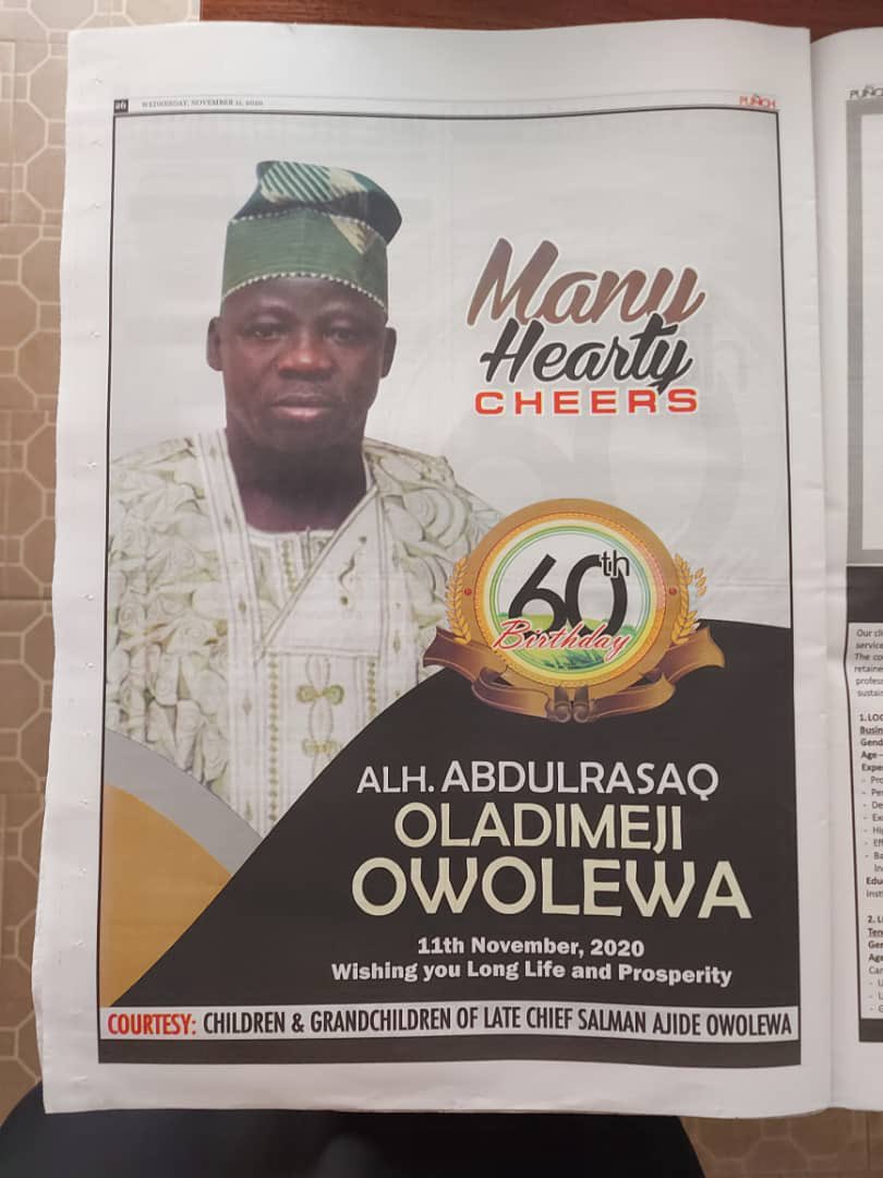 DHKRULLAH's tweet photo. Today’s @MobilePunch newspaper, page 26 🎉🍻🎂 https://t.co/zjWMOTMRMw