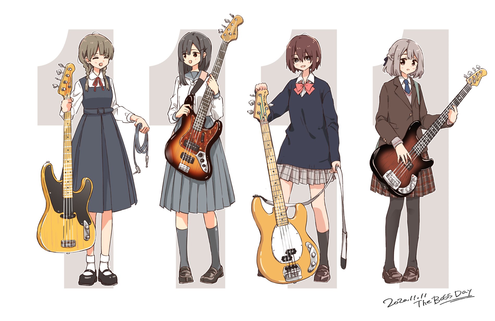 まつだひかり ベースの日なのでベース女子高生ズ描いた ベースの日 T Co 7qpsh0mo5g Twitter