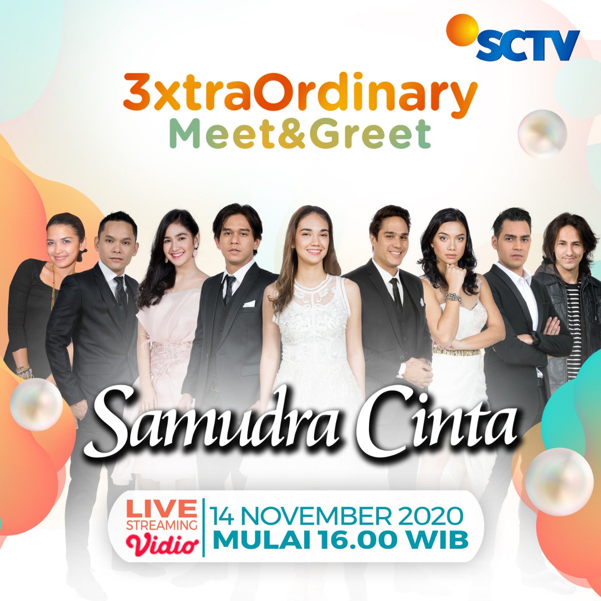 SCTV's tweet photo. Siapa yang senang tiap beberapa minggu bisa jumpa idola di #3xtra0rdinary #MnGSamudraCinta!

Jangan lupa gabung #SCTVCommunity juga. Siapa tau kamu bisa berinteraksi langsung dengan idolamu di hari Sabtu, 14 November 2020, pkl 16.00 WIB, hanya di @vidio
#SamudraCintaSCTV https://t.co/Zar6nOEjt8
