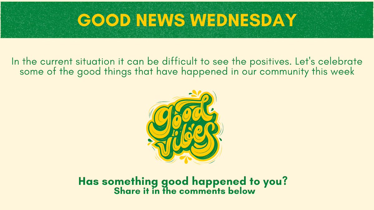 It’s time for another #GoodNewsWednesday 🙌 We’d love for you to share some good things that have happened to you or your community this week - music or non-music related 😀

Let us know in the replies section⬇️

#positivity #community