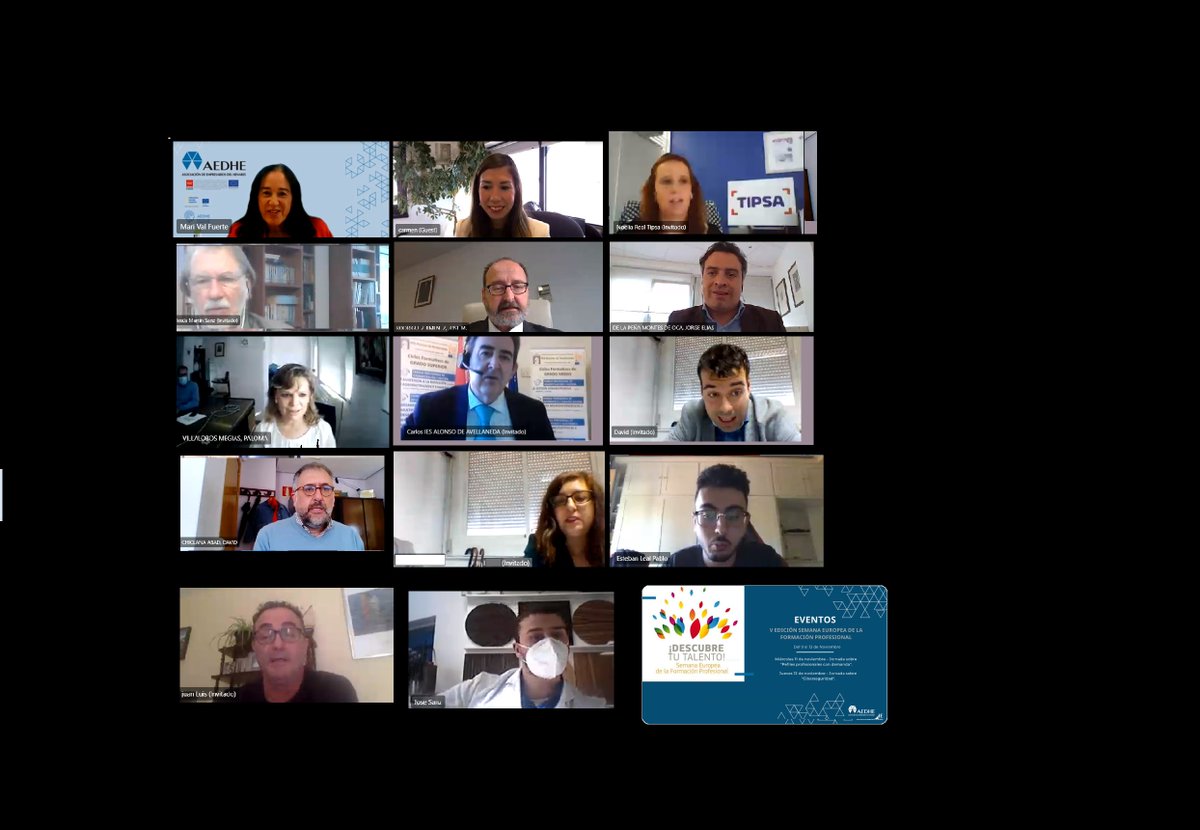 aedhe's tweet photo. Celebramos jornada "Perfiles profesionales demandados en sectores estratégicos para #CorredorHenares" integrada en Semana Europea #FP junto @ComunidadMadrid #DAT @aristoiberia @TIPSA_red @Alianzafpdual @iesavellaneda #IESMateoAlemán #FormaciónAEDHE #EUskills #AEDHEscuelaFormación https://t.co/HwEbw2FbCx
