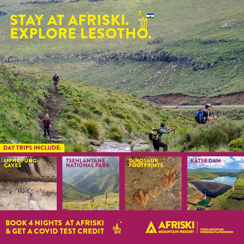 SkiAfriski's tweet photo. Travel with confidence to Lesotho - spend four or more nights with us and we'll credit the cost of your COVID19 test to the value of R1300 per person.

Explore the wanders of Lesotho with Afriski as your base.

T's and C's apply. Email bookings@afriski.net for more information. https://t.co/ZGgiDioAsg