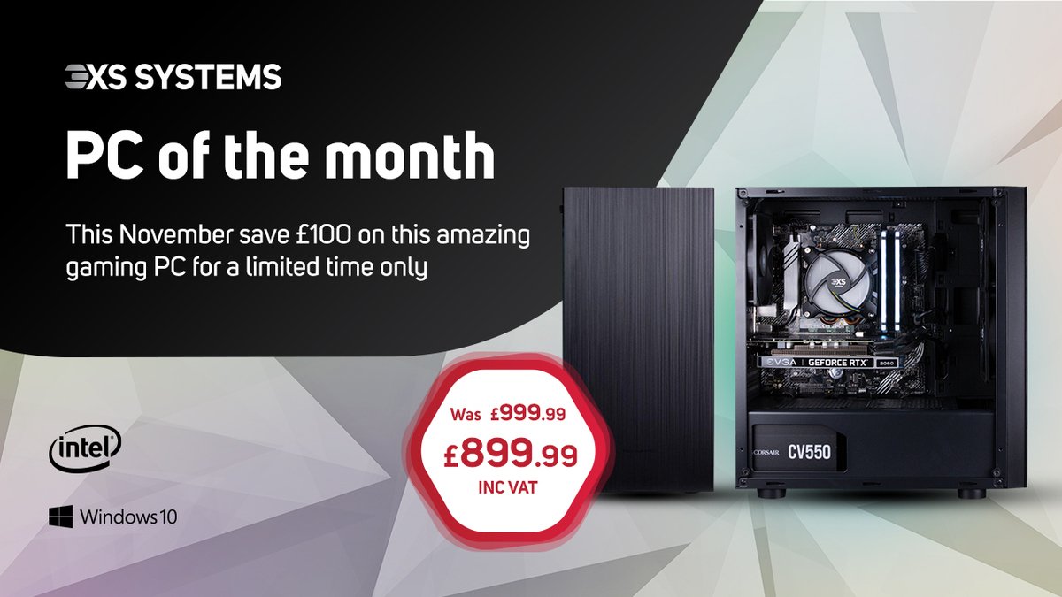 ScanComputers's tweet photo. Save £100 for a limited time only with this amazing #3XS gaming PC. Check out the spec here >> https://t.co/VInYUFTUwP
#pcotm #novemberdeal #offer #gamingpc #Windows10 #inteluk #custompc https://t.co/kJx65cQl0j