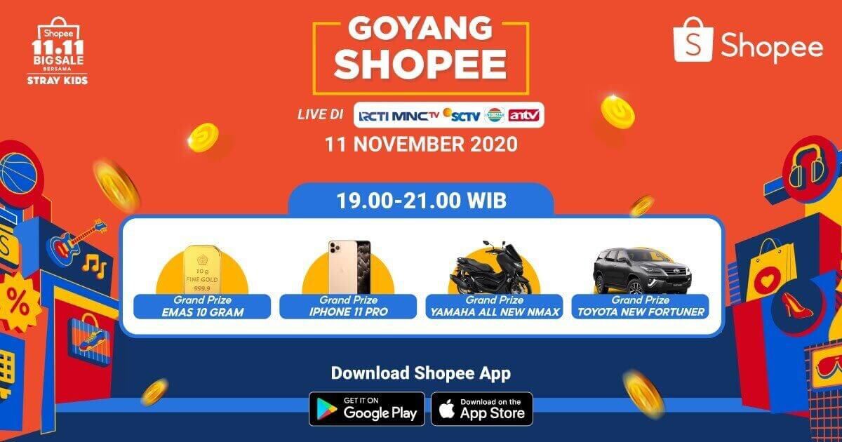 Ayo gabung grup Goyang Shopee ku untuk dapat bonus koin s/d 100% &amp; Grand Prize Toyota New Fortuner shp.ee/aqh59h9ke8j