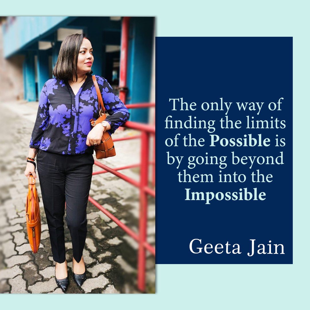 GeetaJJain's tweet photo. So many things are possible as long as you don’t know they are impossible. 

⁦@motivational⁩ ⁦@FreakyTheory⁩ ⁦@911well⁩

#Geetajain #motivation #motivationalquotes #inspiration #hardwork #womensupportingwomen #womensworld #delhigram #womenentrepreneurs https://t.co/H6emyHvpJV