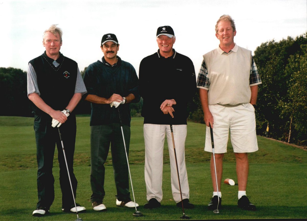 pgaeuroprotour's tweet photo. #TBT 👉 @jemorgan77 @BarryHearn @EddieHearn @SteveSnooker take on @TPCGreens in 2002 👶 https://t.co/h10n9rPwNo