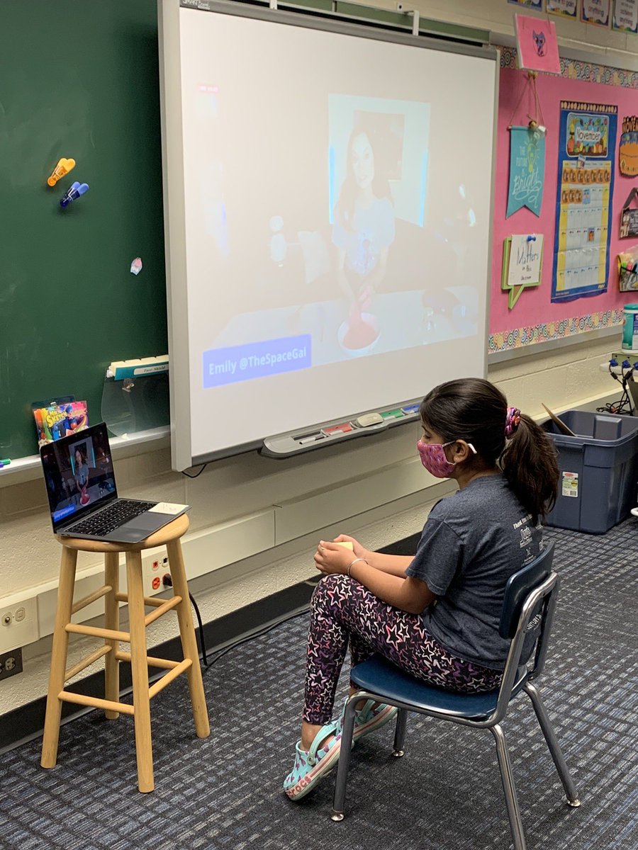 MrsFultonBA's tweet photo. We loved watching live science with @TheSpaceGal from Emily’s Wonder Lab! Thank you for answering our students’ live questions, inspiring us to be scientists, developing growth mindsets, and reminding us to stay curious and keep wondering! #dg58pride #dg58learns https://t.co/RUodVFjoG4