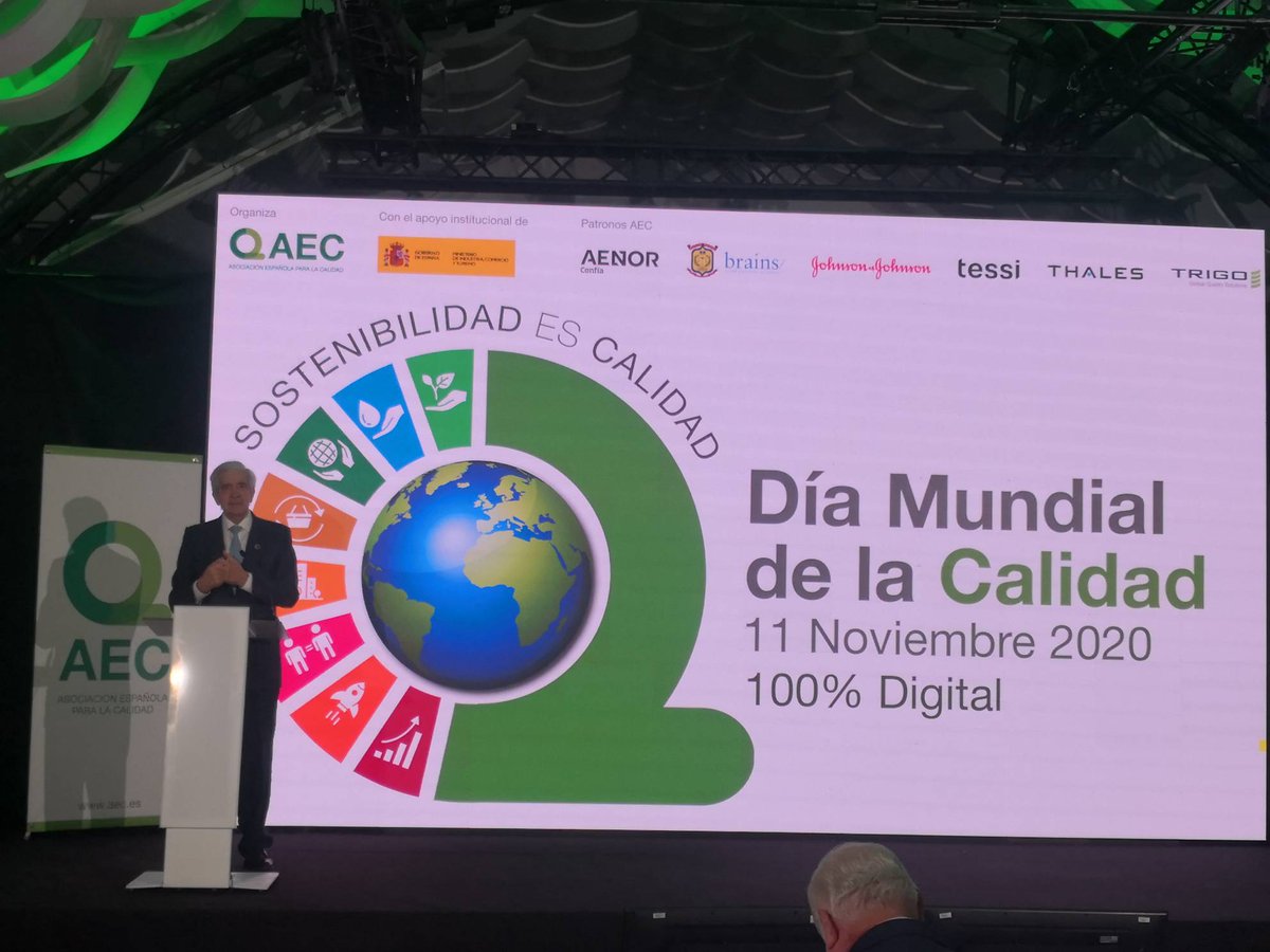 aec_es's tweet photo. Nuestro Día Mundial de la Calidad 2020#DMC2020 llega a su fin con la clausura de nuestro presidente, Miguel Udaondo, 'no hay más remedio que apostar por la #calidad y la #sostenibilidad en el momento actual de cambio' https://t.co/c9kBCUSDNs