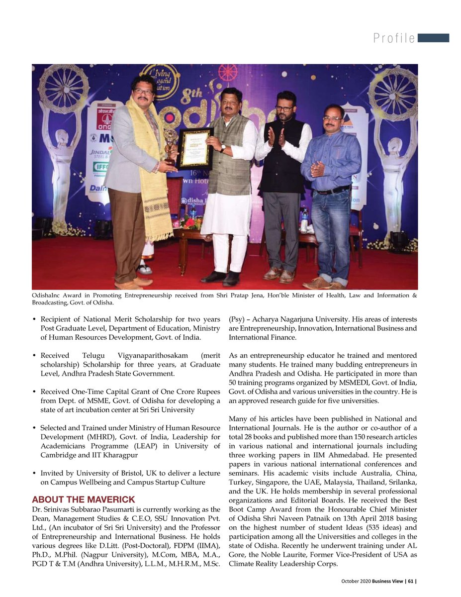 SriSriU's tweet photo. Congratulations to our Dean of Faculty of Management Studies (FMS) Prof. @SrinivaSubbarao has been ranked as one of the Top 10 Revolutionary Educational Leader in India by Business View Magazine.

#FacultyatSSU #LeadershipMatters #leadership https://t.co/cJZiXQXOBh