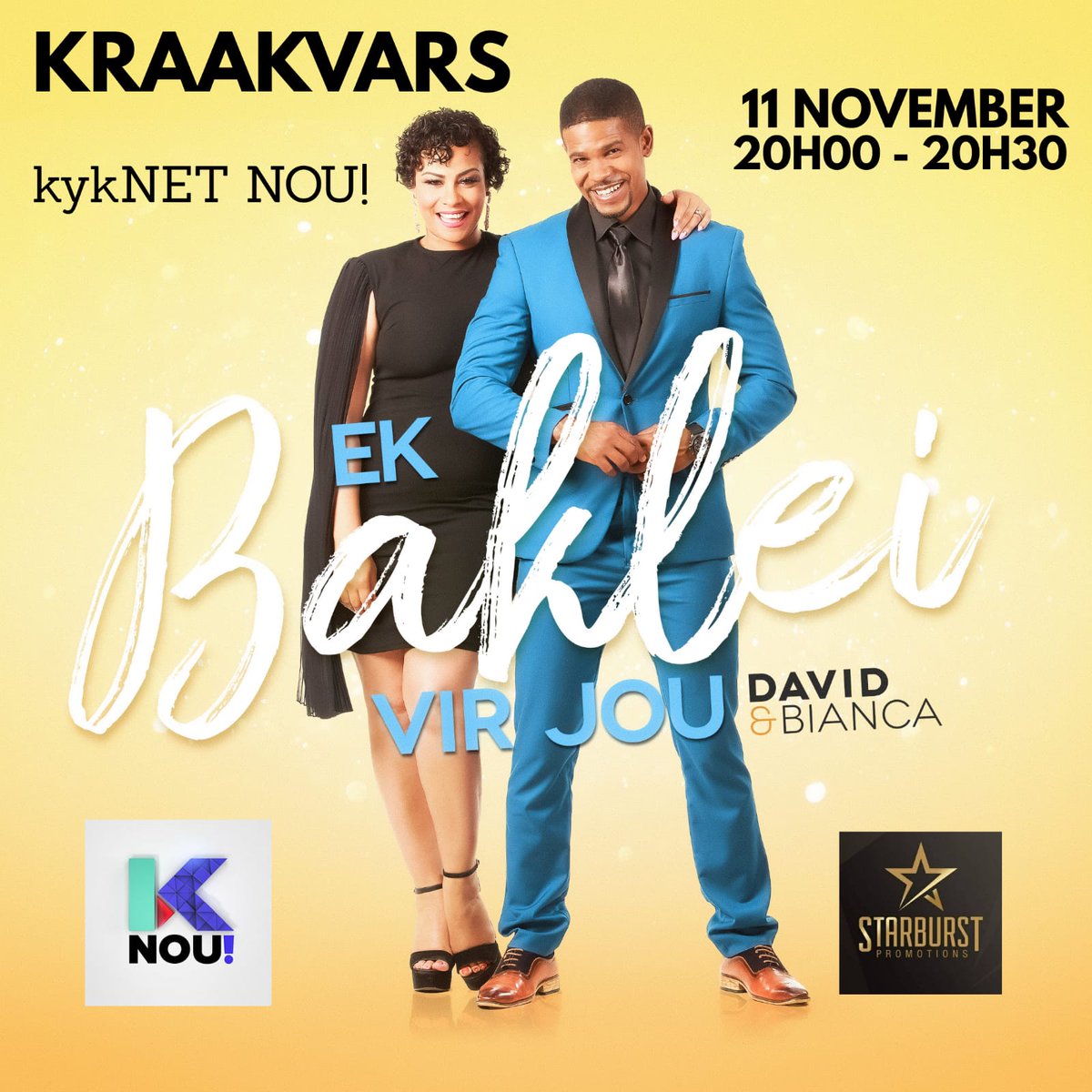 kykNETNou's tweet photo. Vanaand op #KRAAKVARS! @Biancalegrange en @bhutijohnson se nuwe musiekvideo. Maak seker jy skakel in tussen 20:00 en 20:30 net op #kykNETNOU! https://t.co/RIVcVRVczh