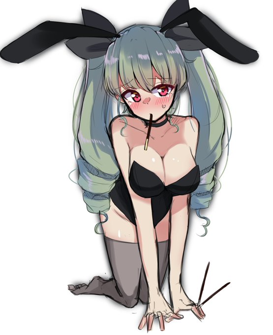 #ガルパン
#ポッキーの日 
バニーチョビとポッキーゲーム🙄 