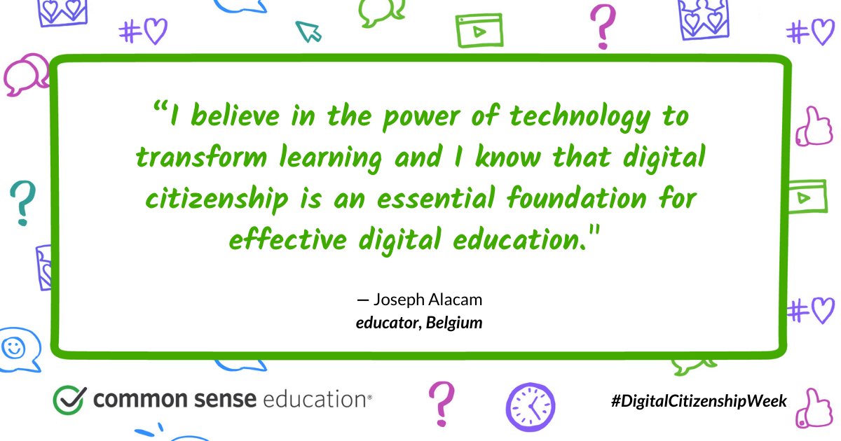 CommonSenseEd's tweet photo. We are all using technology more than ever before. @AlacamJ shares why it’s important to practice #digcit every day! Why is teaching #DigCitEveryday important to you? #CSEducator https://t.co/nGIX34BYiR https://t.co/gaYwnDE9A4