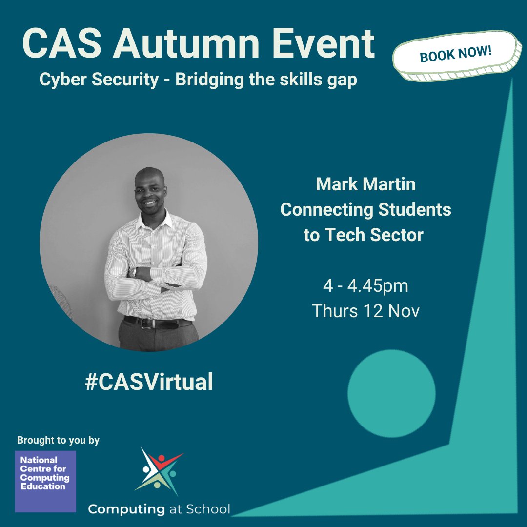 CompAtSch's tweet photo. Come and join @urban_teacher Mark Martin as he discusses Connecting Students to the Tech Sector tomorrow from 4pm. Part of the #CASAutumnEvent #CASVirtual #CASVirtual20. Register here: https://t.co/SPbq08BXLA https://t.co/79WUNcJRxQ