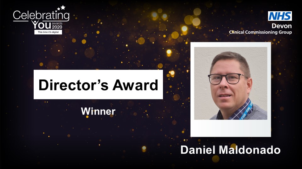 NHSDevon's tweet photo. And the winner of John Dowell’s Director’s Award is Daniel Maldonado 🎉

Congratulations!

#CelebratingYou #ThisTimeItsDigital #WorkingTogetherForDevon https://t.co/zbS0VonLo9