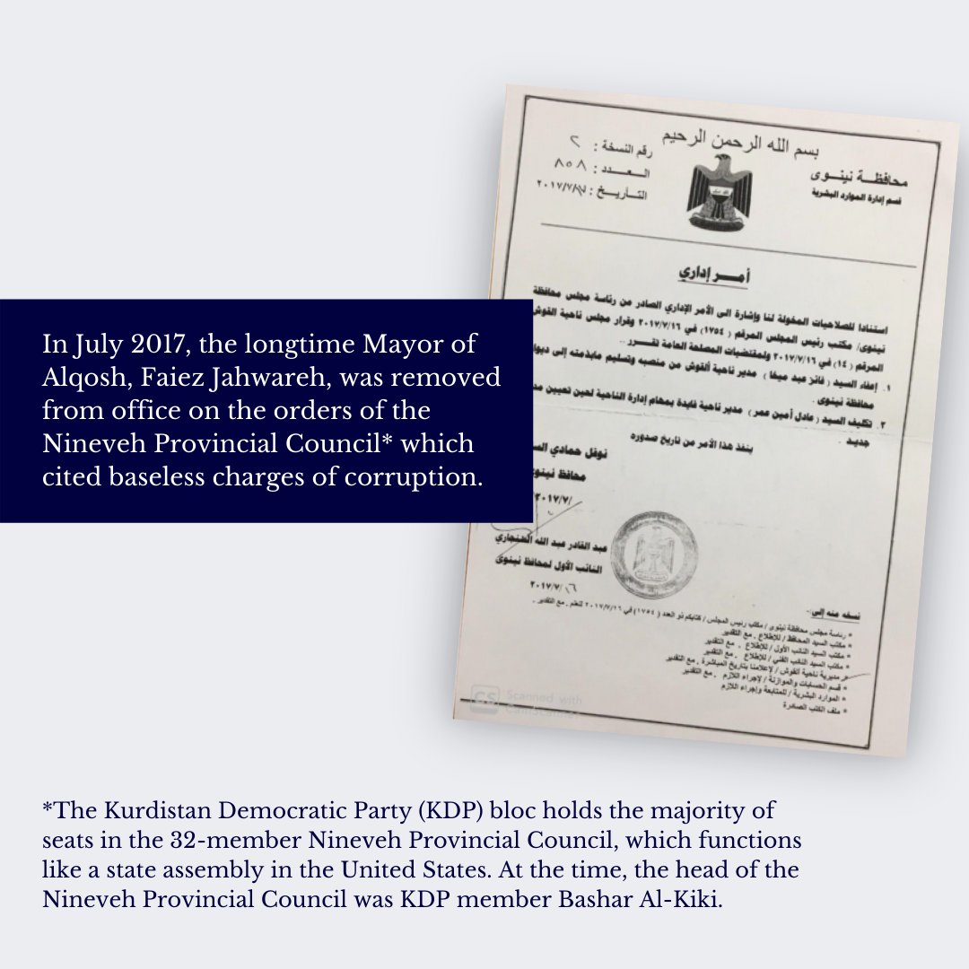 The Alqosh mayorship has been a recent site of an ongoing effort to silence the Assyrian people, eliminate their legally and democratically selected leadership, and install a co-opted leadership that will help facilitate KRG annexation of the Nineveh Plain. THREAD