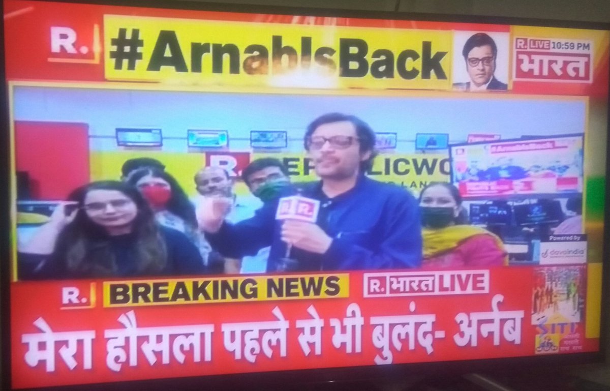 shailendrahere's tweet photo. #ArnabIsBack @republic @Republic_Bharat @ArnabGofficial7 @shailendrahere @pradip103 @SyyedSuhail @swetatripathi14 @sucherita_k @VIKASSH1111 
Feeling happy and relax,"public hero" is back https://t.co/r33kbn4jQg