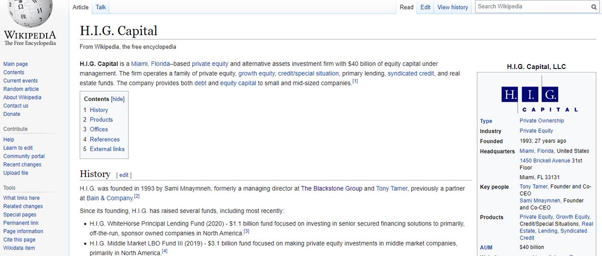 H.I.G was founded by the former director of Blackstone Group and Blackstone’s CEO is Stephen Schwarzman, long time friend and associate of Donald J Trump. They were also involved in the immigration scandal.