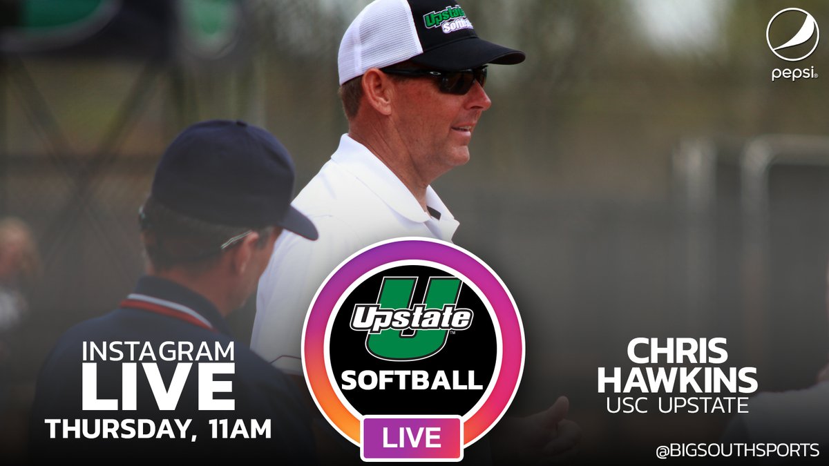 BigSouthSports's tweet photo. We continue #UPSTWeek with a chat with @UpstateSoftball Head Coach Chris Hawkins on Instagram Live! Tune in Thursday at 11AM! ๐ฅ
(By: @pepsi) https://t.co/05z8jiv2iS