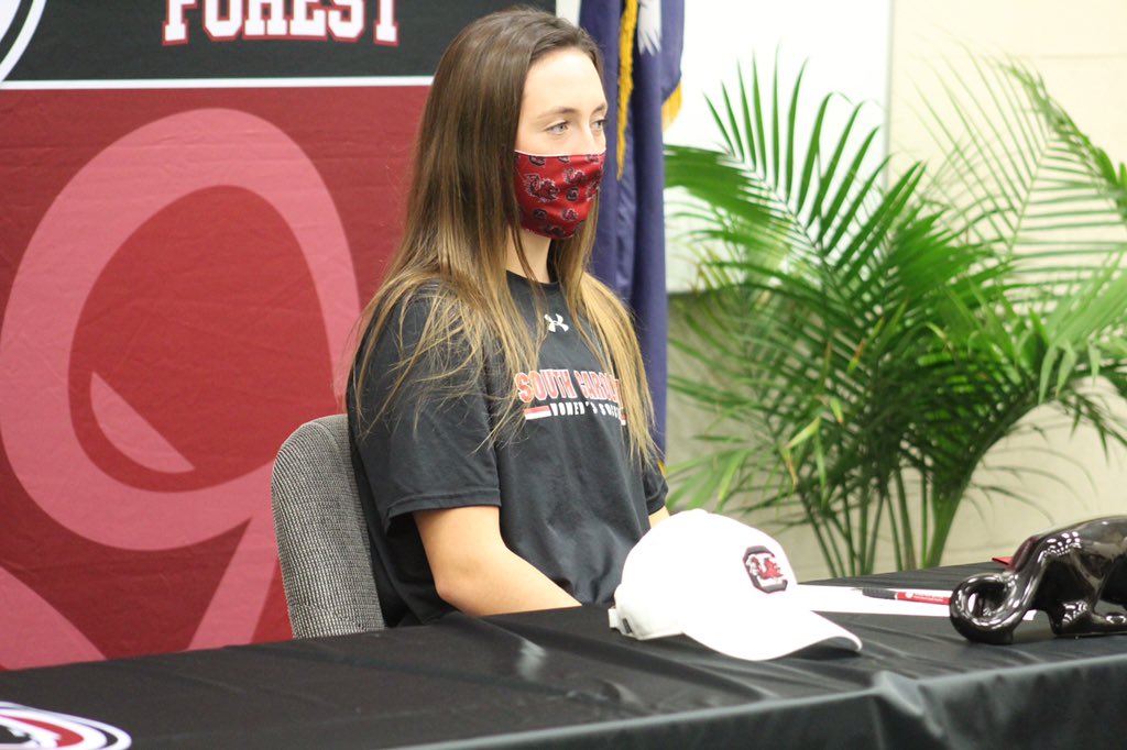 CandaceMartino's tweet photo. Congratulations to @cfhspanthers Emma Bucci on signing to play soccer at @GamecockWSoccer. She’s accounted for 35 goals, 18 assists, 64 steals, 8 blocks, and 2 saves as a Panther. @WBTWNews13 https://t.co/3LaUXYOP8j