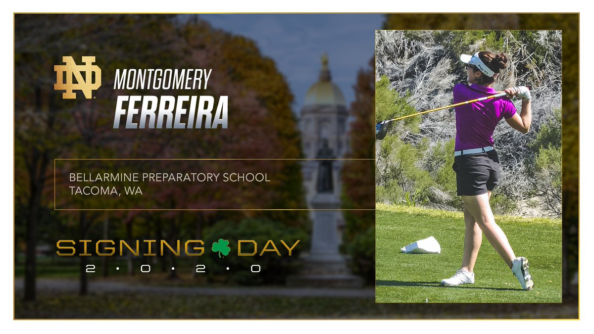 NDwomensGolf's tweet photo. ☘️ AJGA Champion
☘️ Washington High School State Champion
☘️ USA Today High School All American
 
Montgomery Ferreira is the latest signee to join our family!

#GoIrish https://t.co/L7P2kJ2nnG
