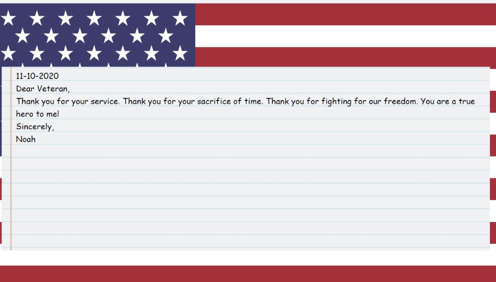 whitney3rd's tweet photo. Virtual SGF/GF 3rd grade students were thrilled to learn about Veteran’s Day and wrote notes of appreciation. Thank you to all the Veterans, your service is deeply appreciated. #WeBelieveInSGF #BridgingTheFalls #ThankYouVeterans https://t.co/edPVrZrLLV