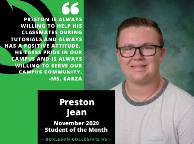 BCHSBurleson's tweet photo. Congratulations to our Students and Teacher of the Month for November! https://t.co/wxJB5nq7Zy