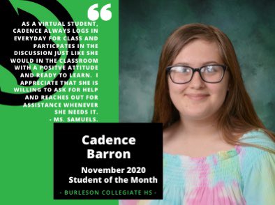 BCHSBurleson's tweet photo. Congratulations to our Students and Teacher of the Month for November! https://t.co/wxJB5nq7Zy