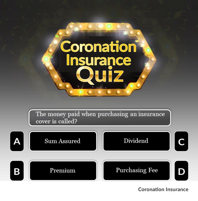 coronation_ng's tweet photo. The money paid when purchasing an insurance cover is called? 

A. Sum Assured 
B. Premium 
C. Dividend
D. Purchasing Fee

#Quiz #CoronationInsuranceQuiz #CoronationInsurance https://t.co/kLkH1Ilg1v