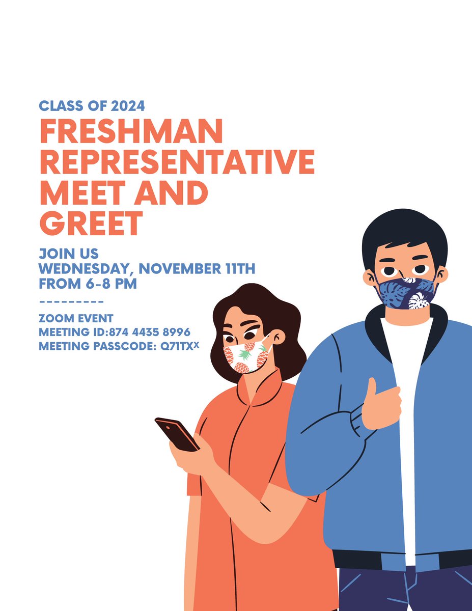 Make sure to stop on in for the Freshman Representative Meet &amp; Greet happening today! 6pm-8pm