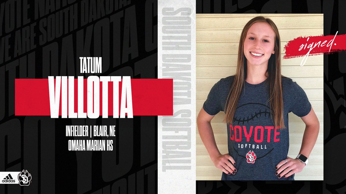 South Dakota Softball (@sdcoyotessb) on Twitter photo Welcome to the <a href="/SDCoyotes/">South Dakota Coyotes</a> family, <a href="/tatum_villotta/">Tatum Villotta:)</a>!
#WeAreSouthDakota | #GoYotes 🐾 Welcome to the <a href="/SDCoyotes/">South Dakota Coyotes</a> family, <a href="/tatum_villotta/">Tatum Villotta:)</a>!
#WeAreSouthDakota | #GoYotes 🐾