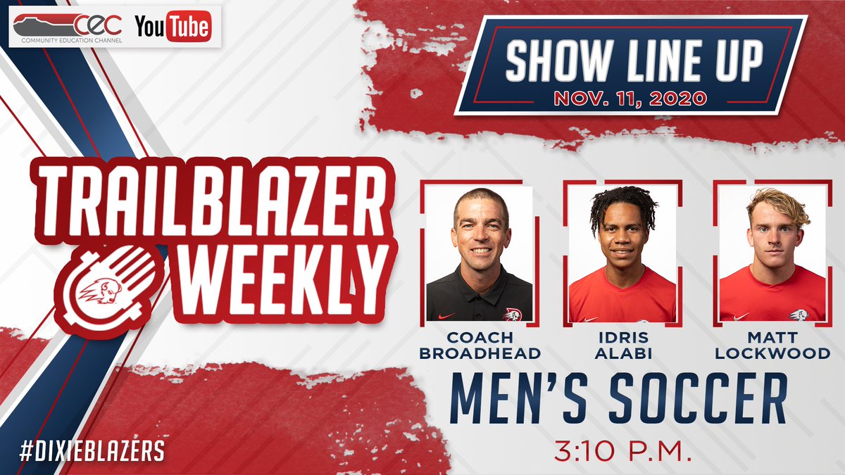 We are back on the air today as we continue with our fall sports spotlight and welcome Men's Soccer into the studio.  It all happens at 3 p.m. on <a href="/CECTV/">CECTV</a>  and the @DixieAthletics YouTube page. See you there. #TrailblazerWeekly #DixieBlazers