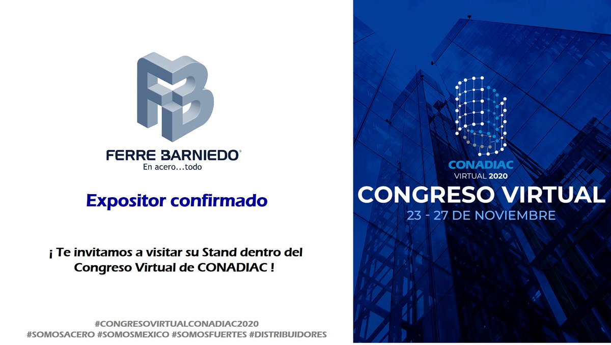 CONADIAC's tweet photo. #CONGRESOVIRTUALCONADIAC2020
#SOMOSACERO #SOMOSMEXICO #SOMOSFUERTES #DISTRIBUIDORES #STEEL
#Ferrebarniedo https://t.co/pWiBbBPh35