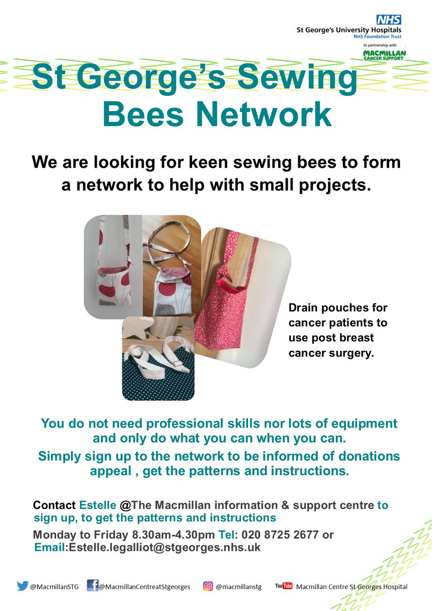 Fancy a #lockdown sewing project? Thinking of starting sewing but want to start with an easy project? Can you donate fabric? 😃Join our new #StGeorgesSewingBeesNetwork 🧶#communitysupport #workingtogether #BeKind