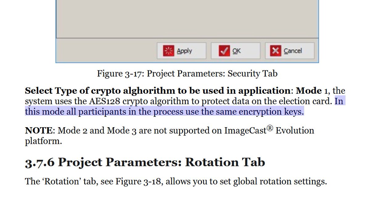 CodeMonkeyZ's tweet photo. Check this out.
AES128 algorithm is ok if done right. Lets check if they did it right:

"all participants in the process use the same encryption keys."

What?

"all participants..."
"...use the same encryption keys." https://t.co/1dtDNwiVm4