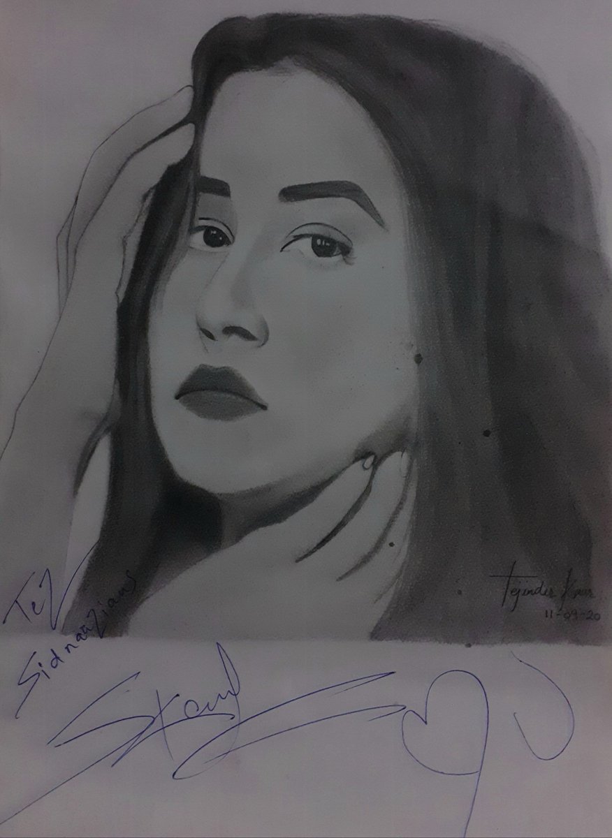soulstranger64's tweet photo. This is very special to me because of 2 reasons.

One, this is my 1st ever sketch of a face. Isse pehle ya to drawings bnayi hai ya back k sketches.

AND YOUR AUTOGRAPH ON IT MADE THIS DOUBLE SPECIAL.😭❤

Can't thankyou enough for this babygirl.❤

@ishehnaaz_gill #ShehnaazGill https://t.co/bJVk5YE7Mi