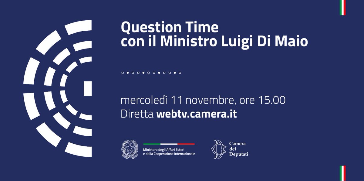 ItalyMFA's tweet photo. 🗣️ Il Ministro @luigidimaio risponde alle interrogazioni a risposta immediata dei Deputati della Repubblica.

📺 Segui la diretta dalle 15.00 ⬇️
https://t.co/GiSMjoqt8f https://t.co/IrVyxn6cqB