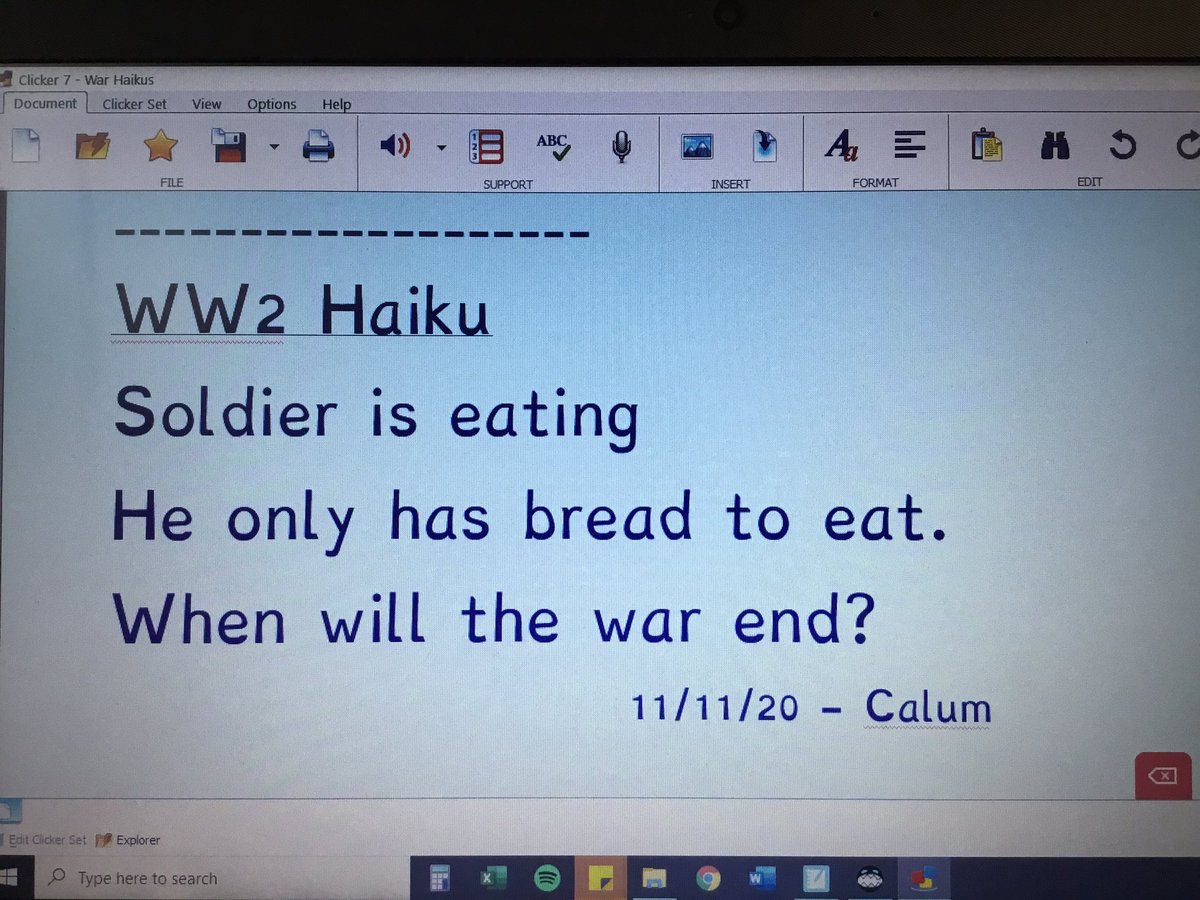 Dyslexia_AYorks's tweet photo. Using this photo for inspiration, Calum (yr6) has written a WW2-inspired haiku. #dyslexia #clicker7 @Cricksoft #RemembranceDay ....more to follow https://t.co/2TbF4vvr96