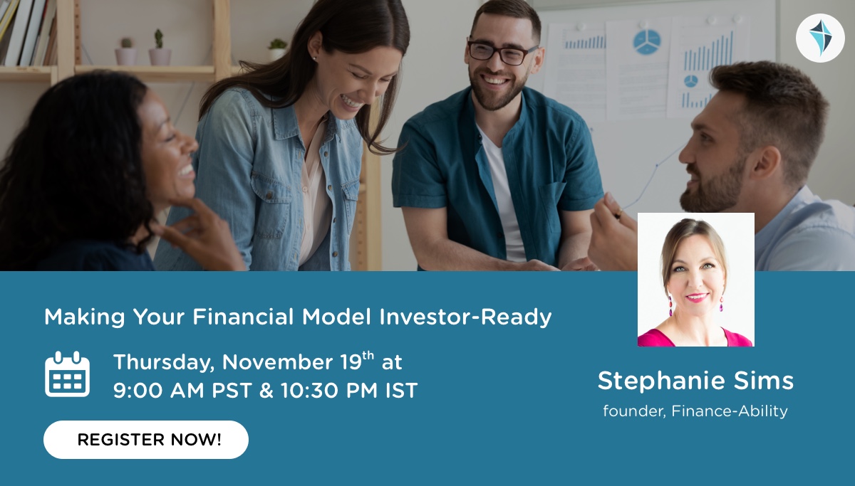 StartupWind's tweet photo. Webinar on ‘Making your Financial Model Investor-Ready’ coming in soon. Attend this FREE webinar and learn how to create an ‘investor-ready’ model.
Join us on Thursday, November 19th at 9.00 AM PT (10.30 PM IST)
Register now at https://t.co/PemdyJX9Uj
#freewebinar #startupwind https://t.co/zvLEQf7Dj3