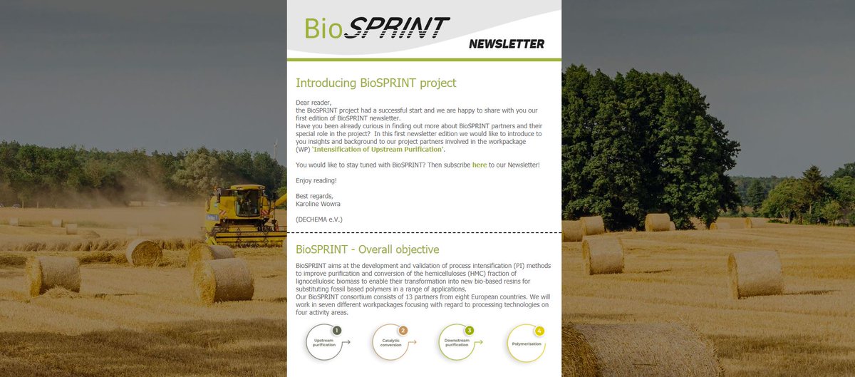CBE_JU's tweet image. 📢 The @BBI2020 #BioSPRINT project launched its first #newsletter 📩.

You will find information about the project, the partners involved, and the ongoing work on the intensification of upstream purification ✔️.

👉 Read the newsletter: archive.newsletter2go.com/?n2g=nsh4susz-…