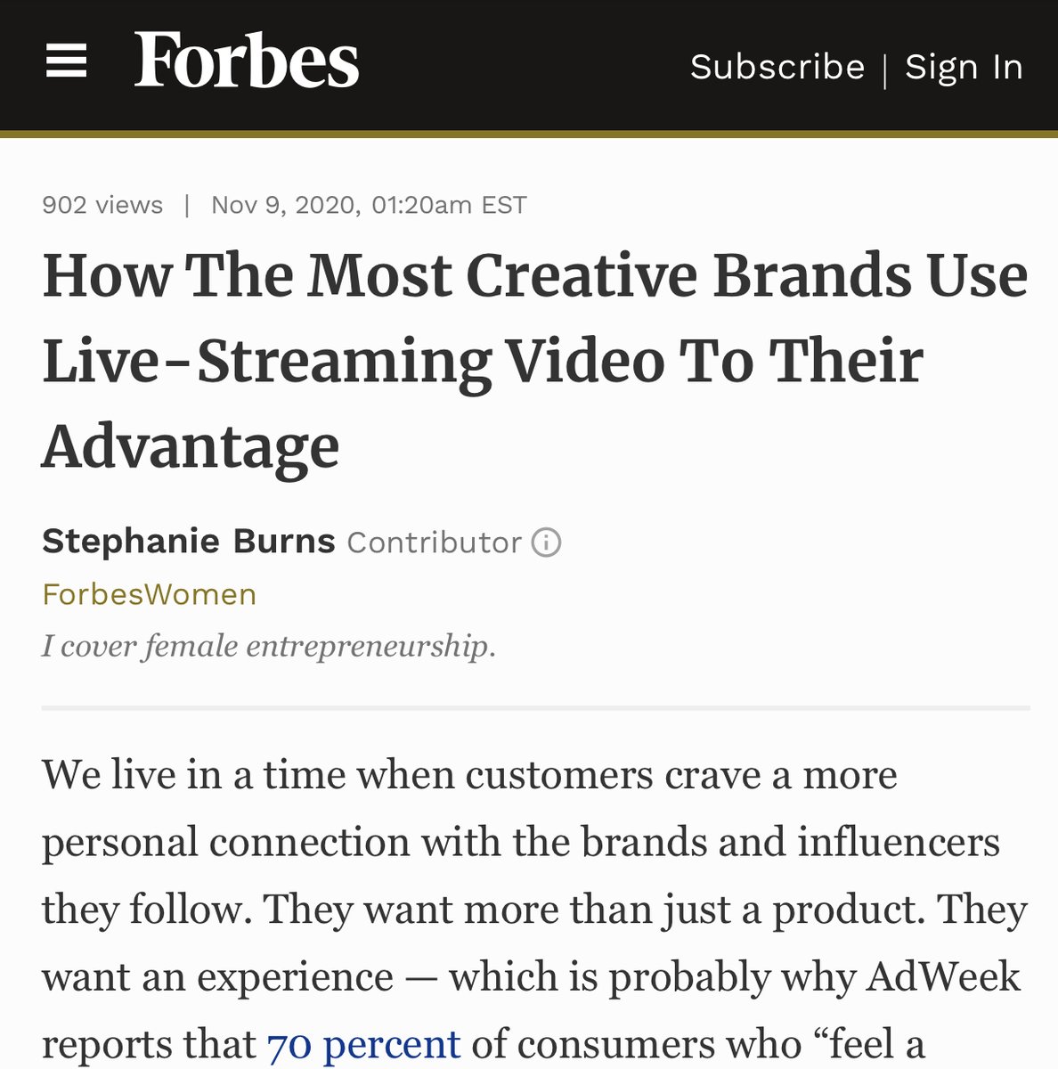 JerseyVideo's tweet photo. Video inspiration. How Your Brand Can Use #LiveStreaming Video.

“Consider what type of content will tie in with your #brand messaging, while also giving your audience a legitimate reason to tune in."

https://t.co/33sSpJ9anK   

#video #videoproduction #videomarketing #forbes https://t.co/N0fIooLCpa