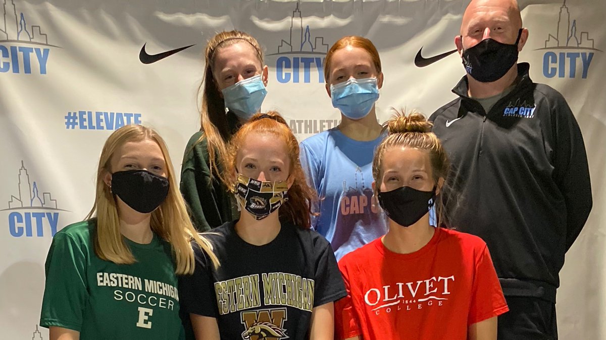 CapCityAthletic's tweet photo. Last night we came together to celebrate and congratulate these 6 young ladies. Early signing period is now in November for college soccer.  #CitySigningDay #NLI *Not pictured: Jacqueline Daigneault (Alma College) https://t.co/zGf5zXbMjE