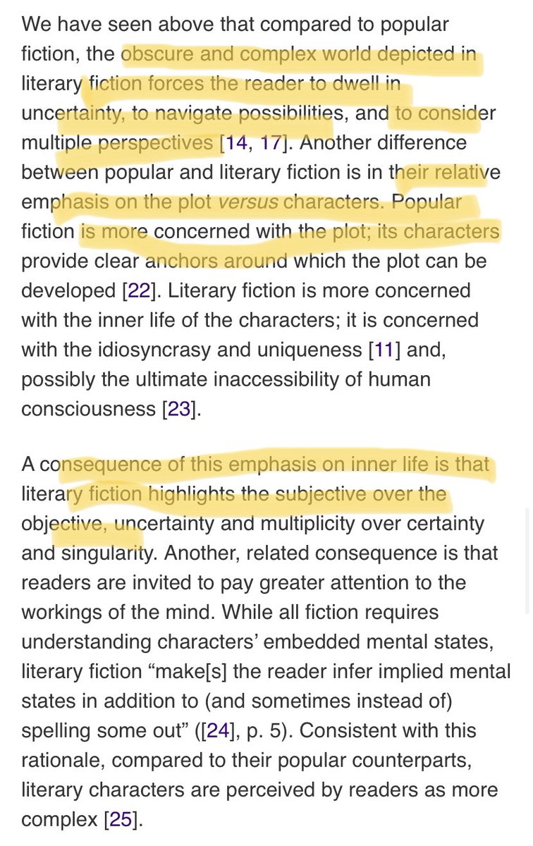 2) Here’s how the authors of the study distinguish between Literary and Popular fiction: