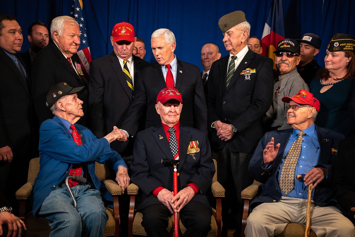 Mike_Pence's tweet photo. On #VeteransDay, we gather to pay a debt of gratitude to the generations of Americans who’ve answered the call to serve in the Armed Forces of the United States. On behalf of a grateful Nation, Thank You for your Service and God bless our Veterans and their Families. 🇺🇸 https://t.co/LWsojvUkQ7
