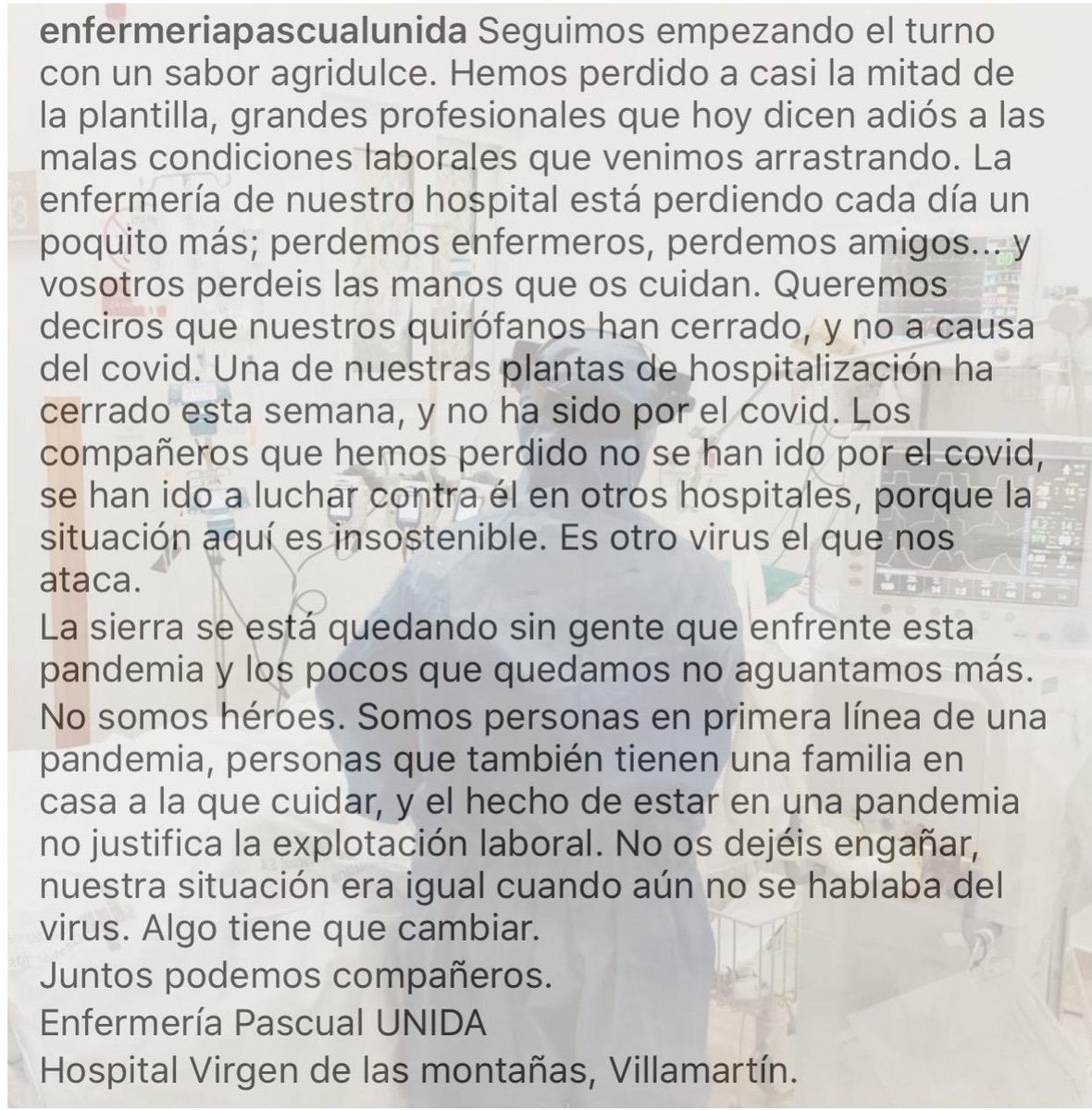 EnfPascualUnida's tweet photo. No sabemos cómo pedirlo ya. ¡Necesitamos que lo sepáis, que la gente conozcan nuestras condiciones! Que esto llegue a donde tenga que llegar para que mejore nuestra situación, que al fin y al cabo, es la vuestra también.  
#enfermeriapascualunida
@AndaluciaJunta https://t.co/h5qyWXB33m
