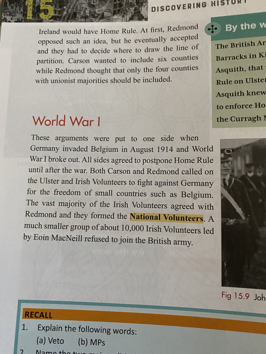 This is the Junior Cycle history book and I include the only reference to the Irish who fought in WW1. It is about time that <a href="/Education_Ire/">Department of Education and Youth</a> ensured the war is properly taught in schools. You can't understand the Irish Revolution without understanding Irish participation in WW1.